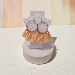 10/ $10 New Peach Tassel Hoop Earrings - Unbranded